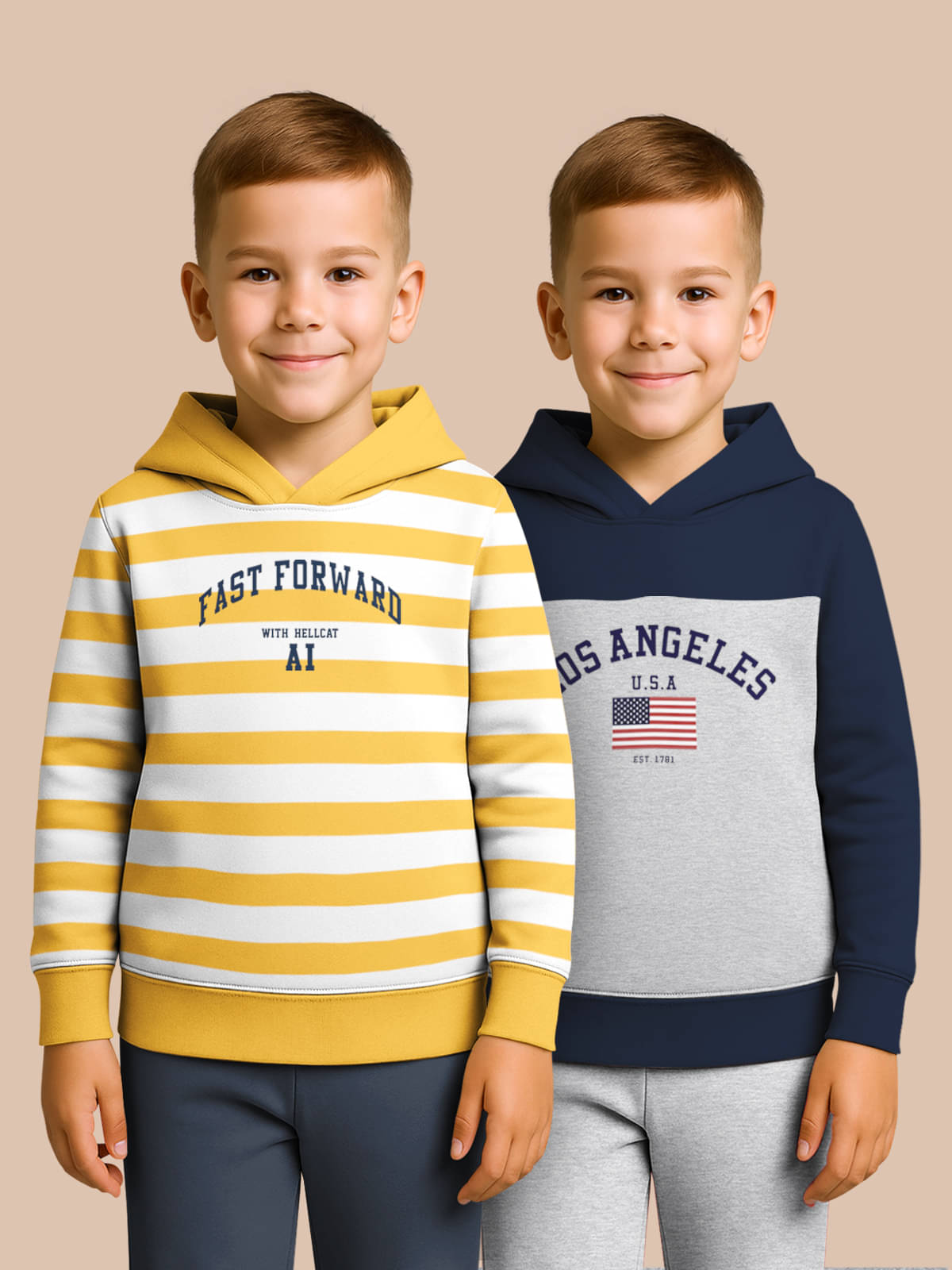     			HELLCAT Pack of 2 Boys Cotton Blend Sweatshirt ( Navy Blue )