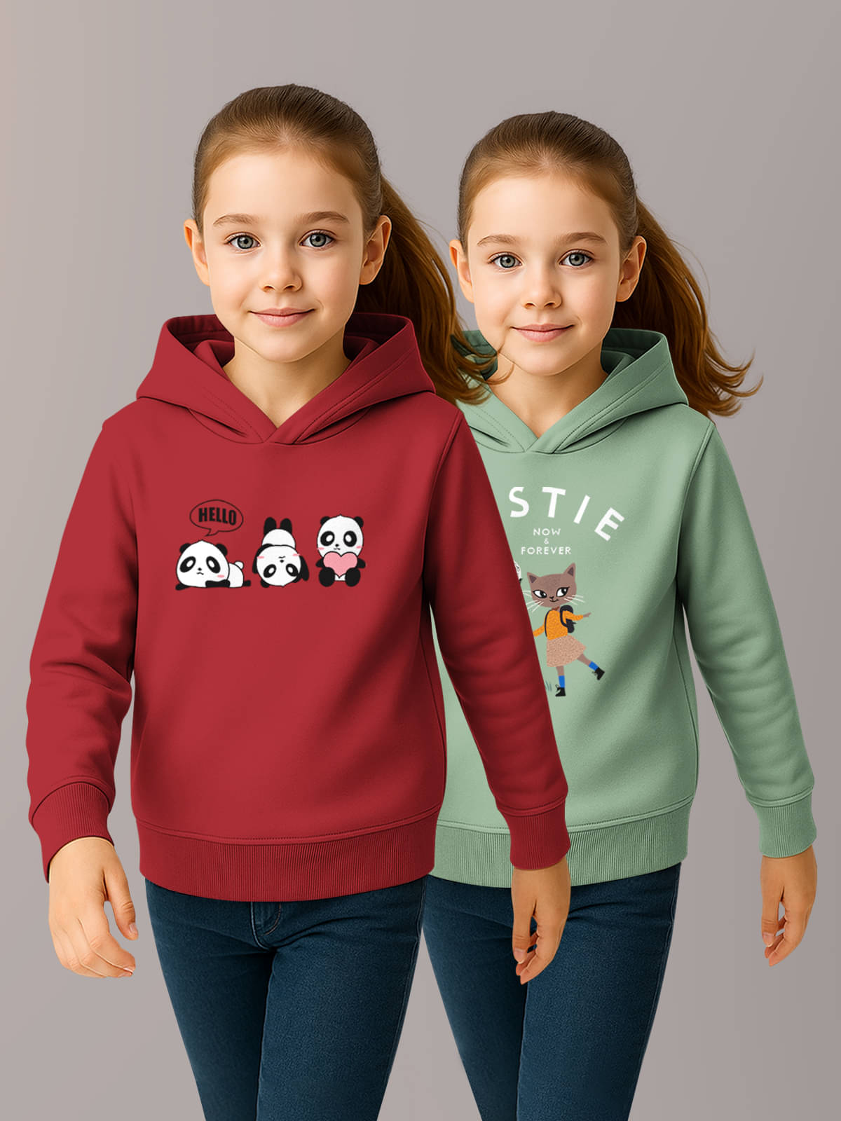     			HELLCAT Pack of 2 Girls Cotton Blend Sweatshirt ( Sea Green )