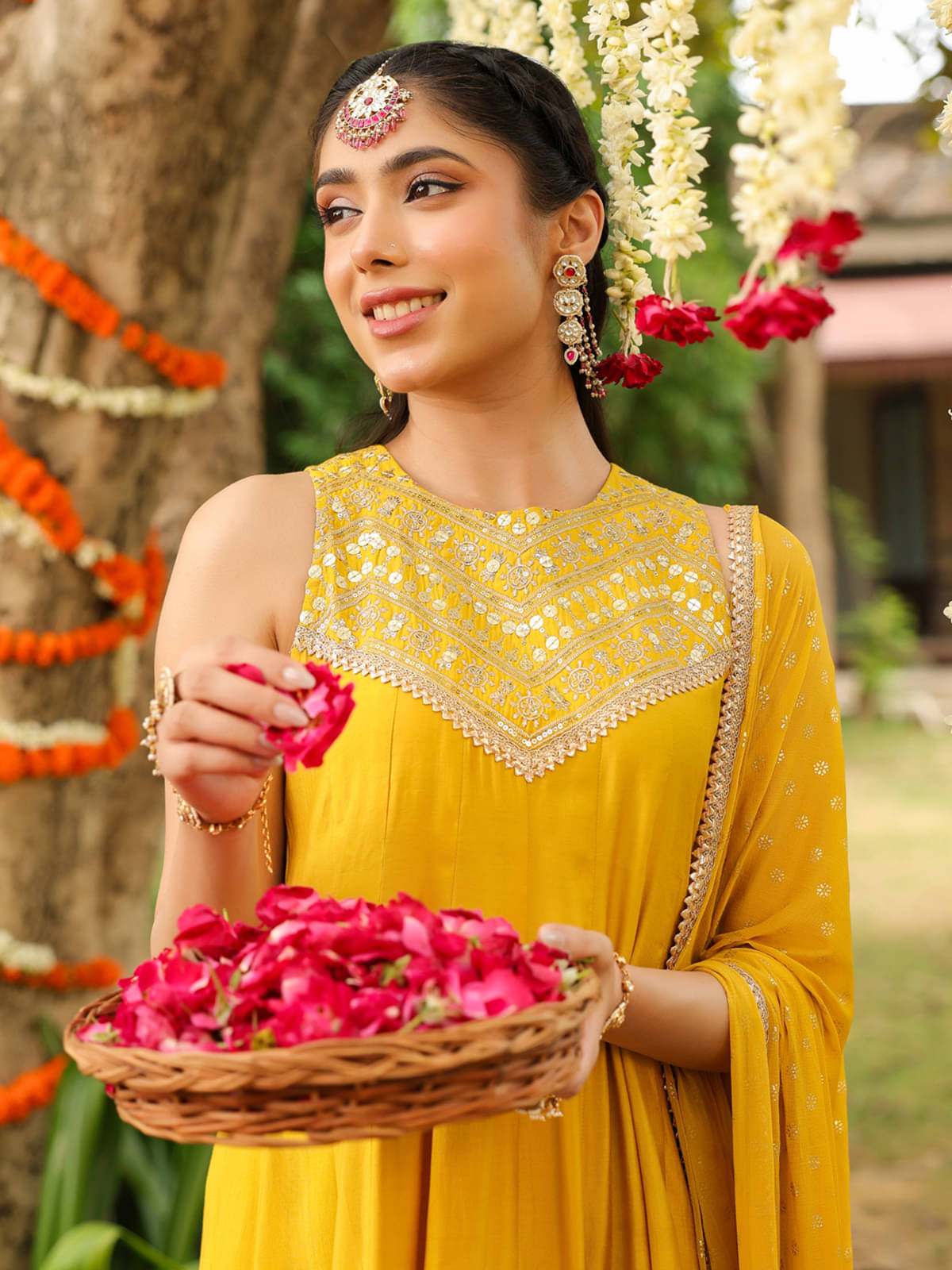 Janasya Women Chanderi Embellished Anarkali Kurti With Pants ( Yellow )     			Janasya Women Chanderi Embellished Anarkali Kurti With Pants ( Yellow )