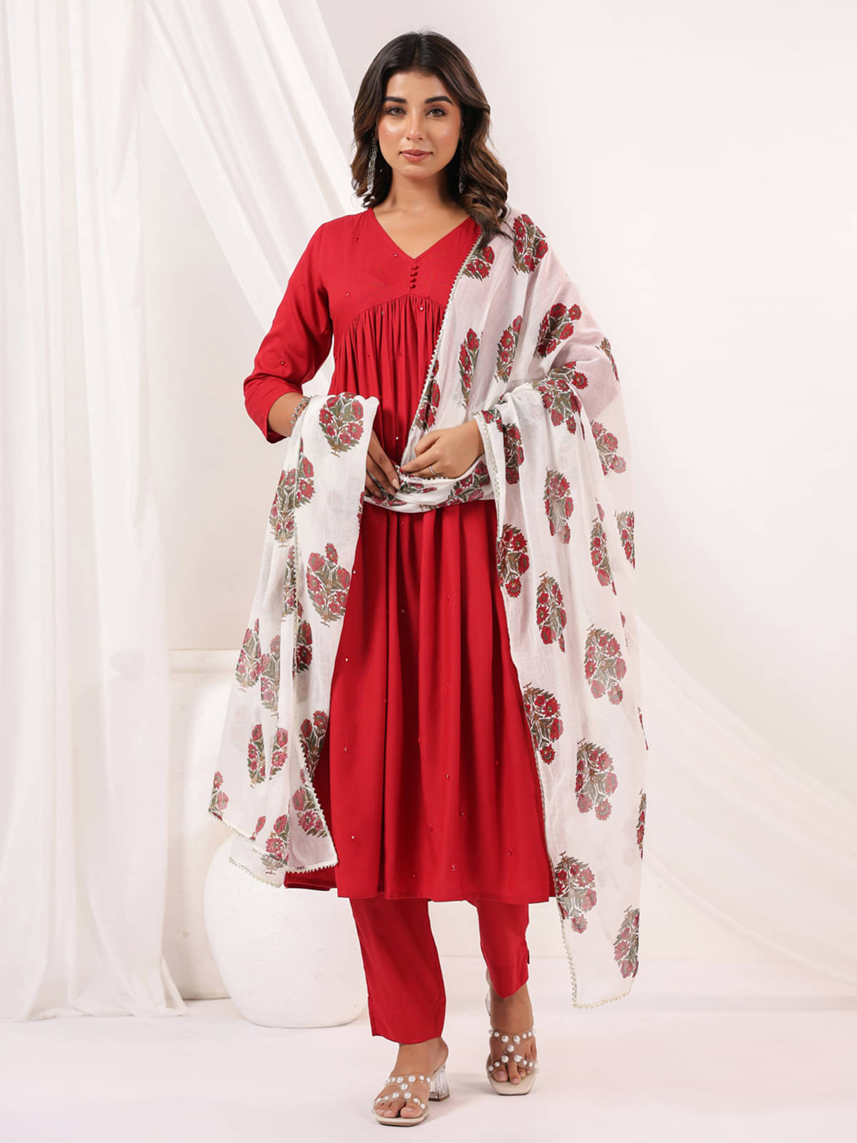 Janasya Women Rayon Embellished A-line Kurti With Pants ( Maroon ) Janasya Women Rayon Embellished A-line Kurti With Pants ( Maroon )