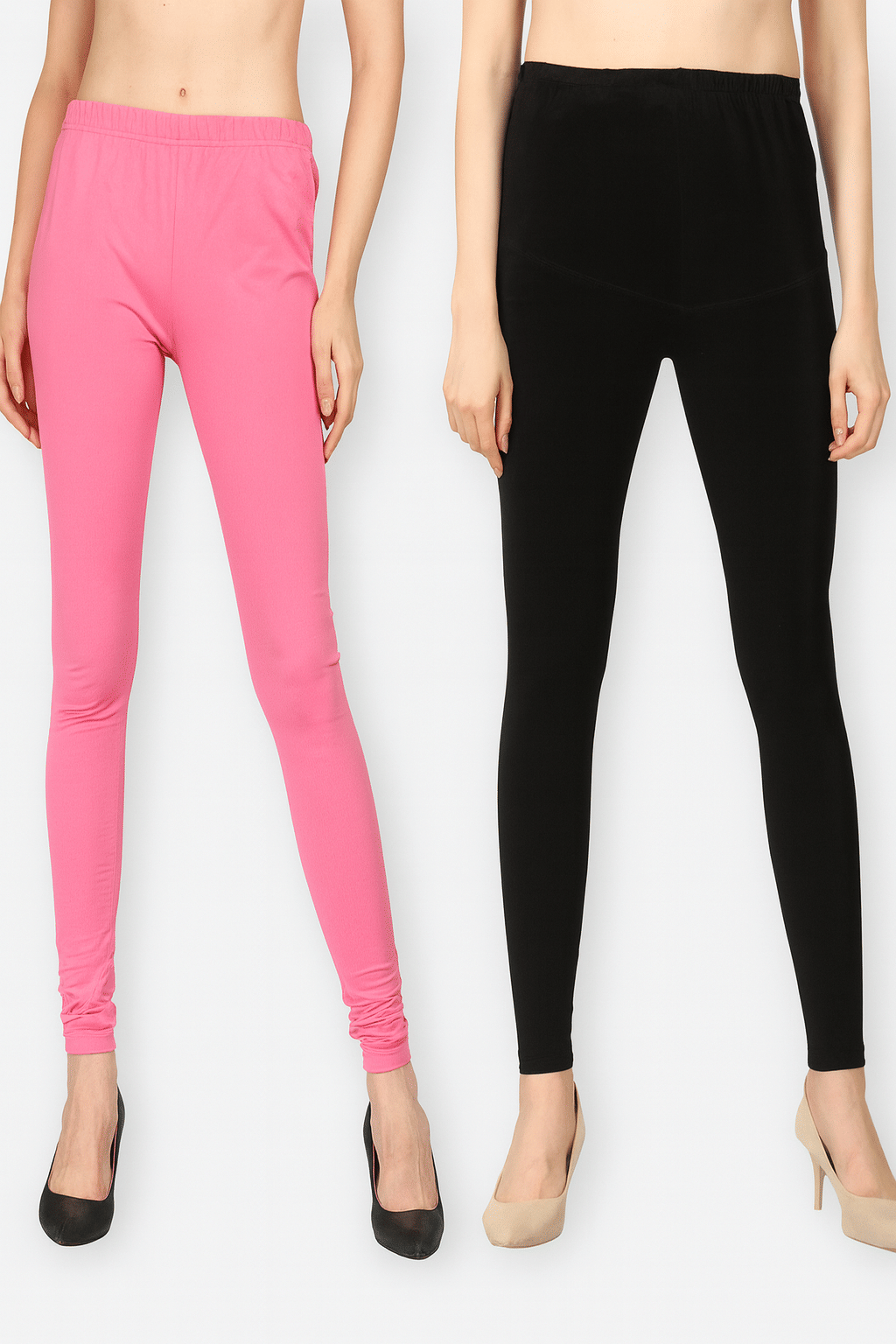     			KAMVED ART Women Cotton Regular Fit Jegging ( Black,Pink )
