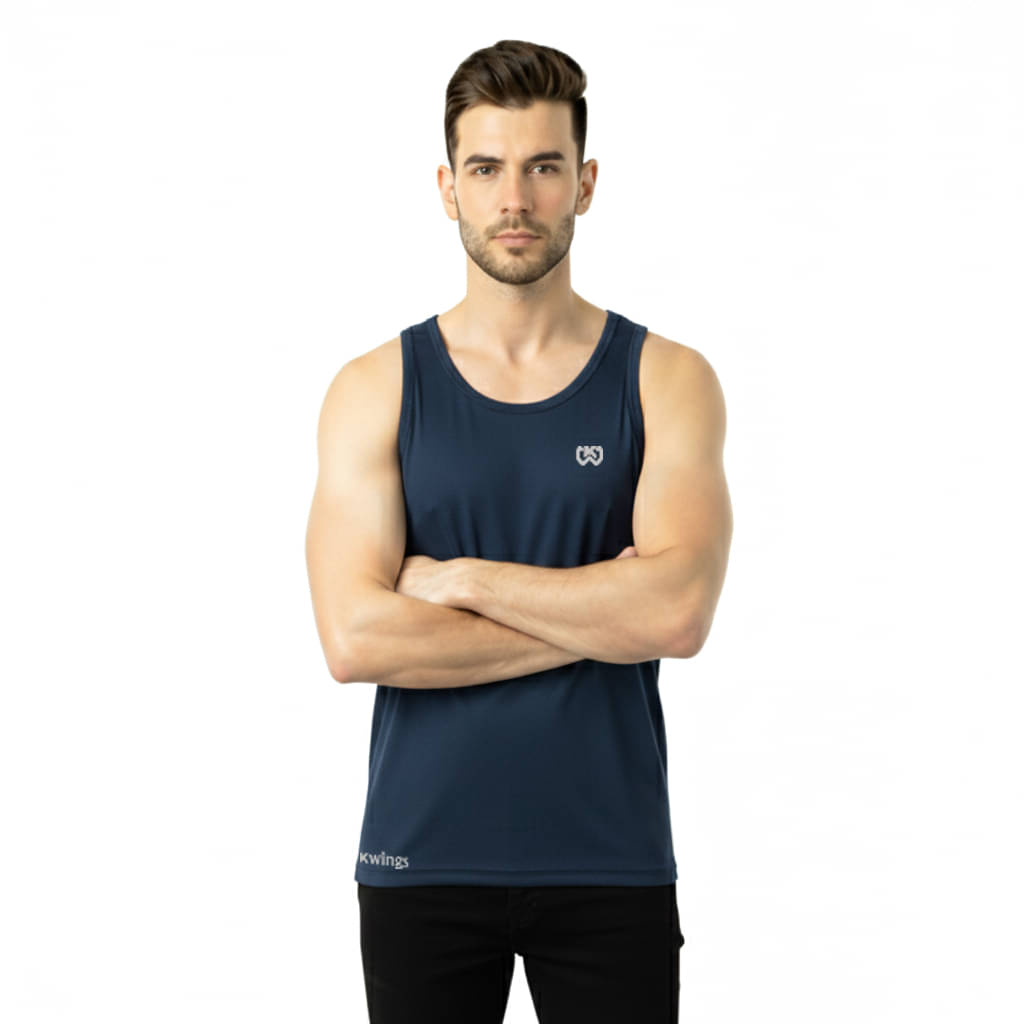     			KWINGS Pack of 1 Cotton Blend Basic Vest For Men ( Navy )