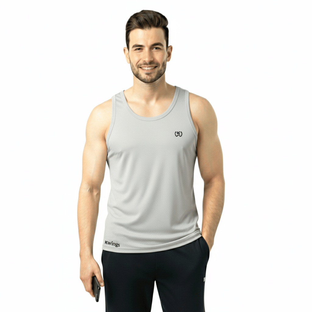 KWINGS Pack of 1 Cotton Blend Basic Vest For Men ( Light Grey )     			KWINGS Pack of 1 Cotton Blend Basic Vest For Men ( Light Grey )