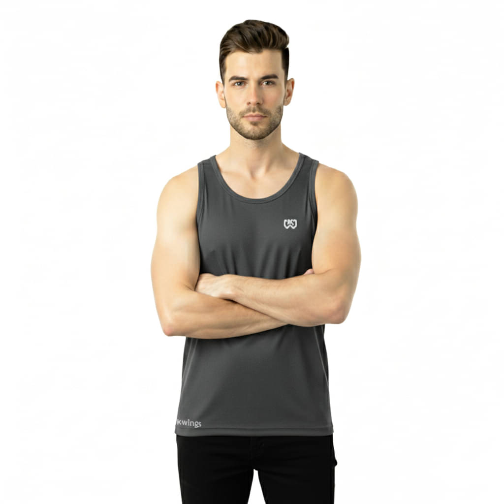 KWINGS Pack of 1 Cotton Blend Basic Vest For Men ( Dark grey )     			KWINGS Pack of 1 Cotton Blend Basic Vest For Men ( Dark grey )