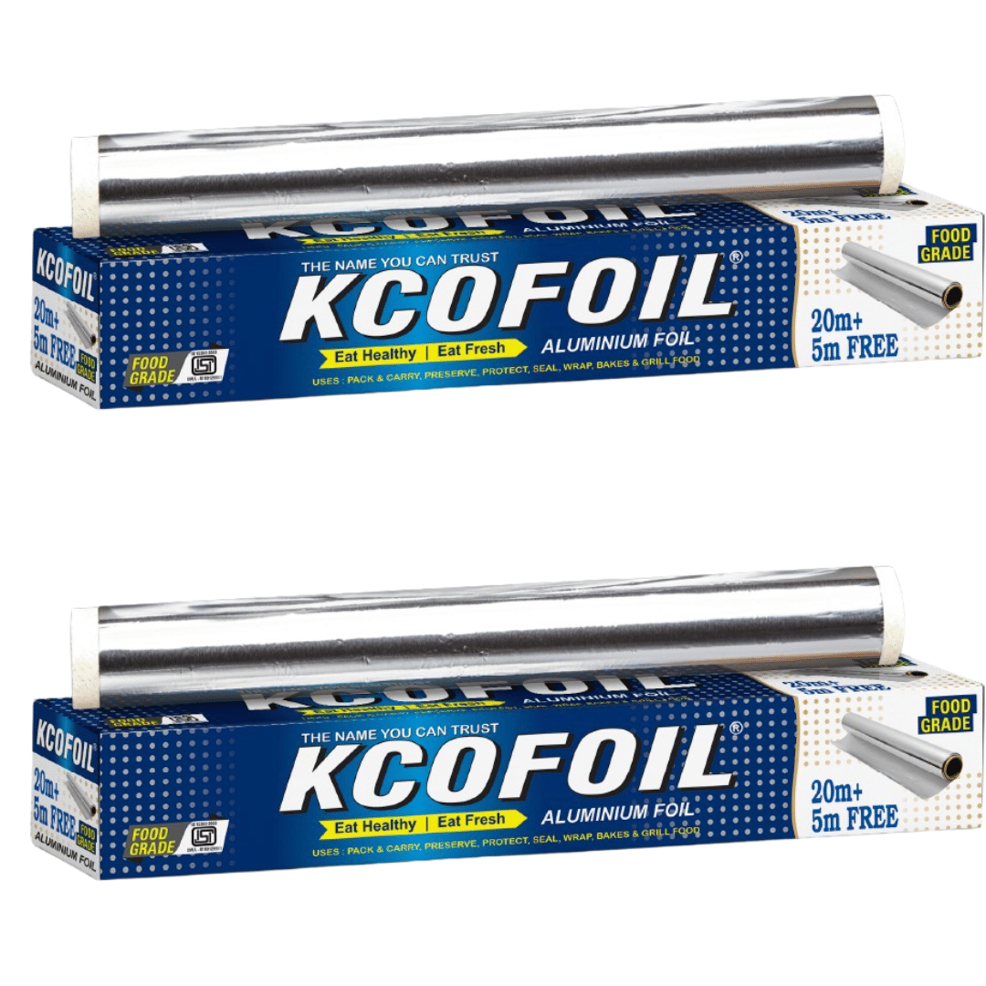     			Kcofoil Aluminum Foil Roll Paper 20+5Mtr Free Pack of 2 Aluminium Foil