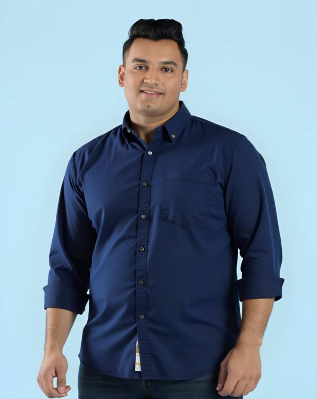     			MAYKR Cotton Blend Regular Fit Solids Full Sleeves Men's Casual Shirt - Navy ( Pack of 1 )