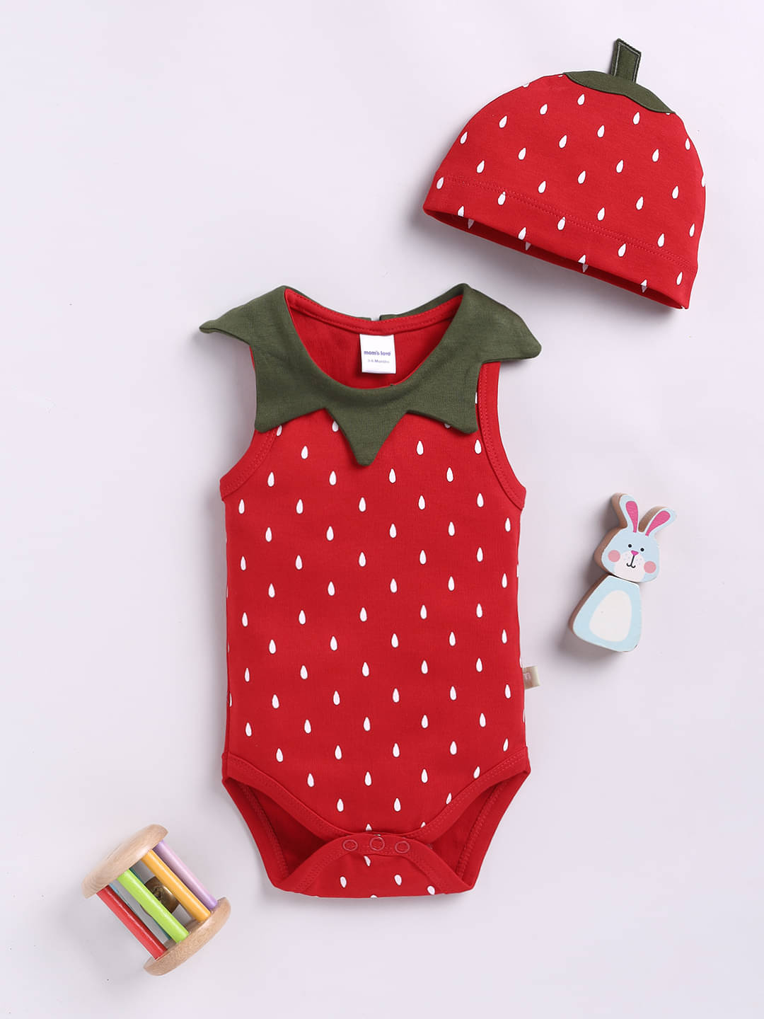     			Mom's Love Pack of 1 Baby Boys Cotton Bodysuit ( Red )