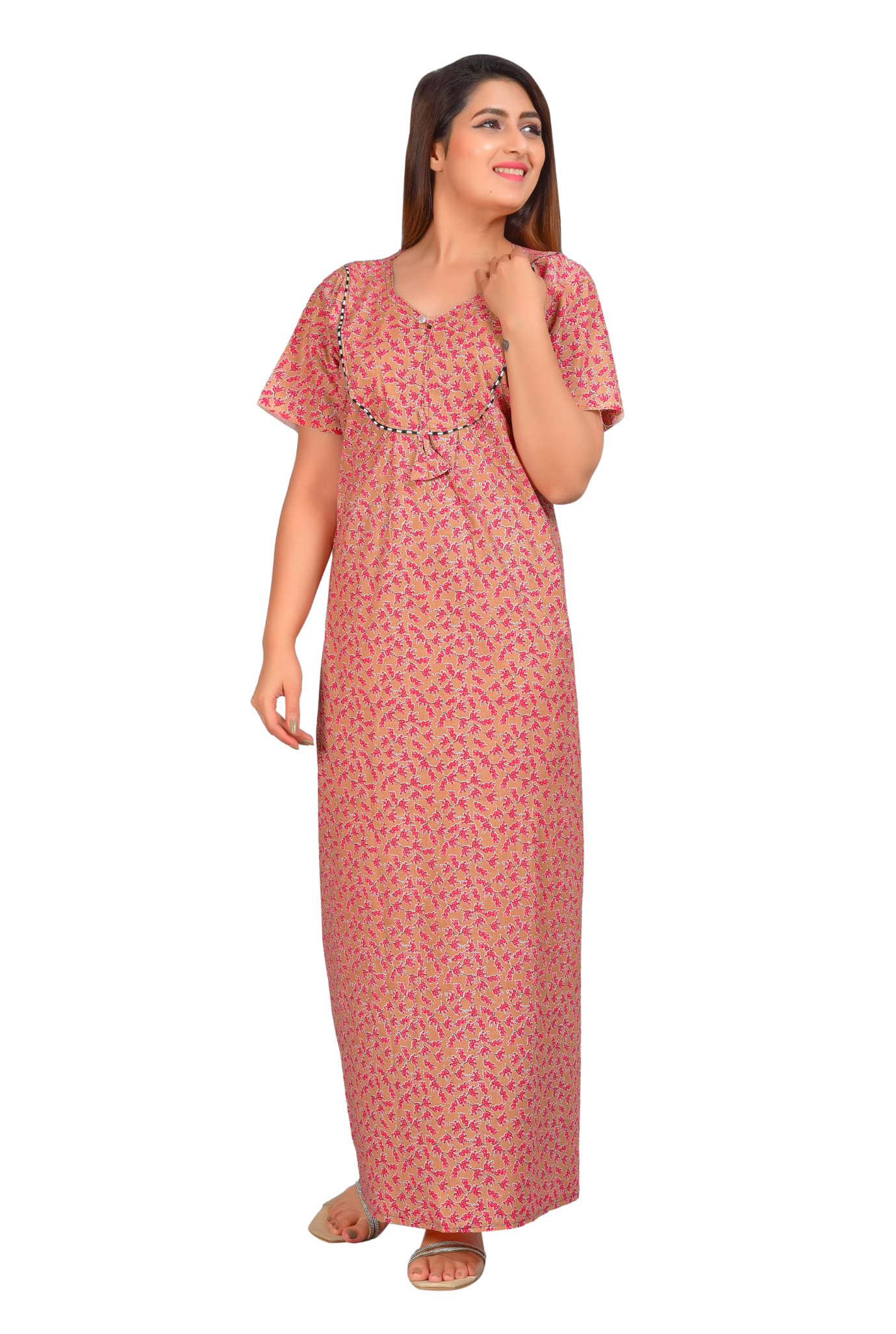     			Red Flamingo Cotton Printed Women Regular Nighty ( Pink )