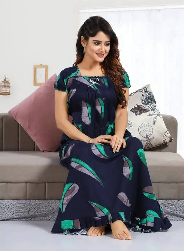     			Red Flamingo Cotton Printed Women Regular Nighty ( Green )