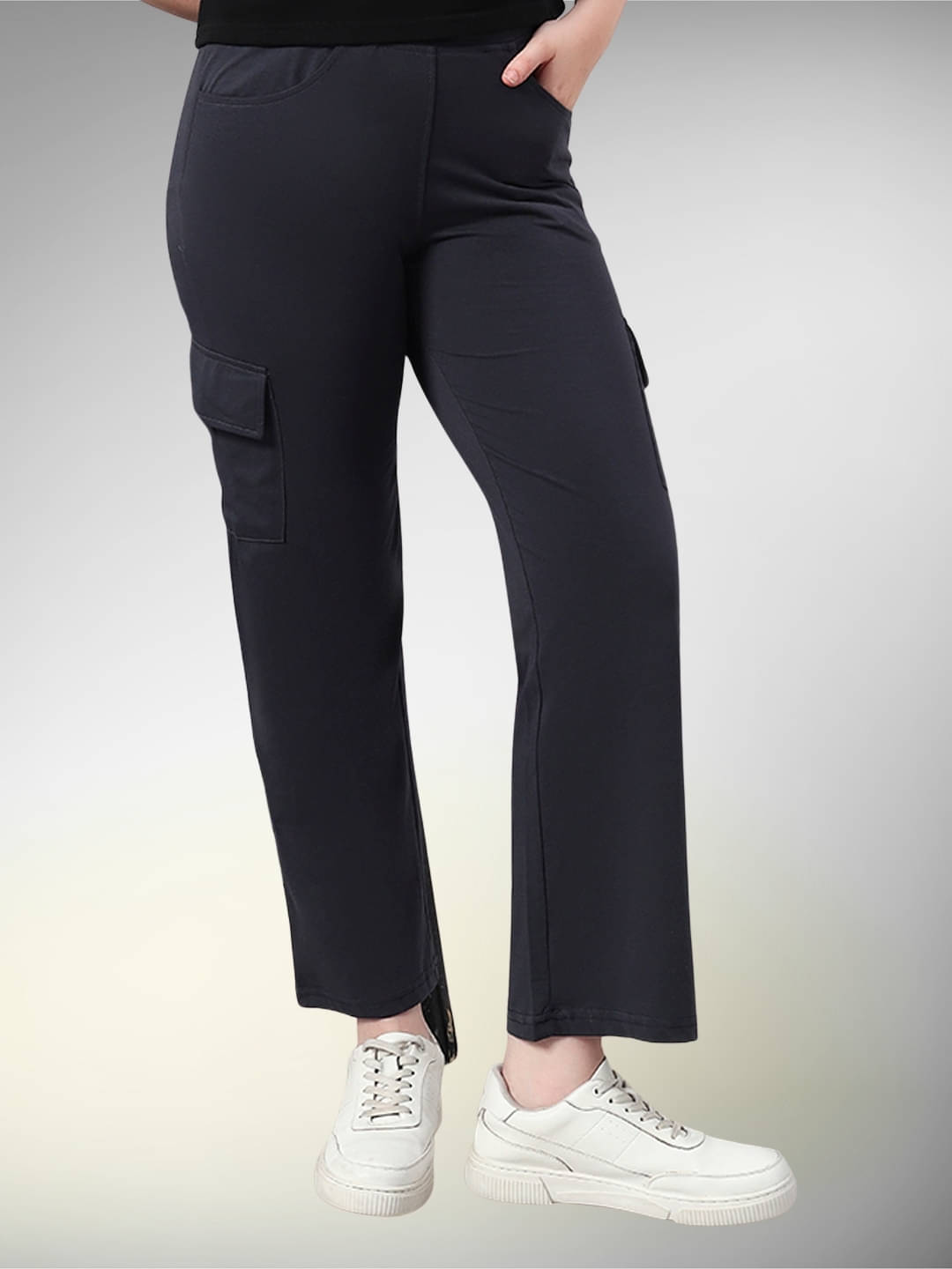     			SWEETTOUCHMJO Women Cotton Blend Casual Trousers ( Grey )
