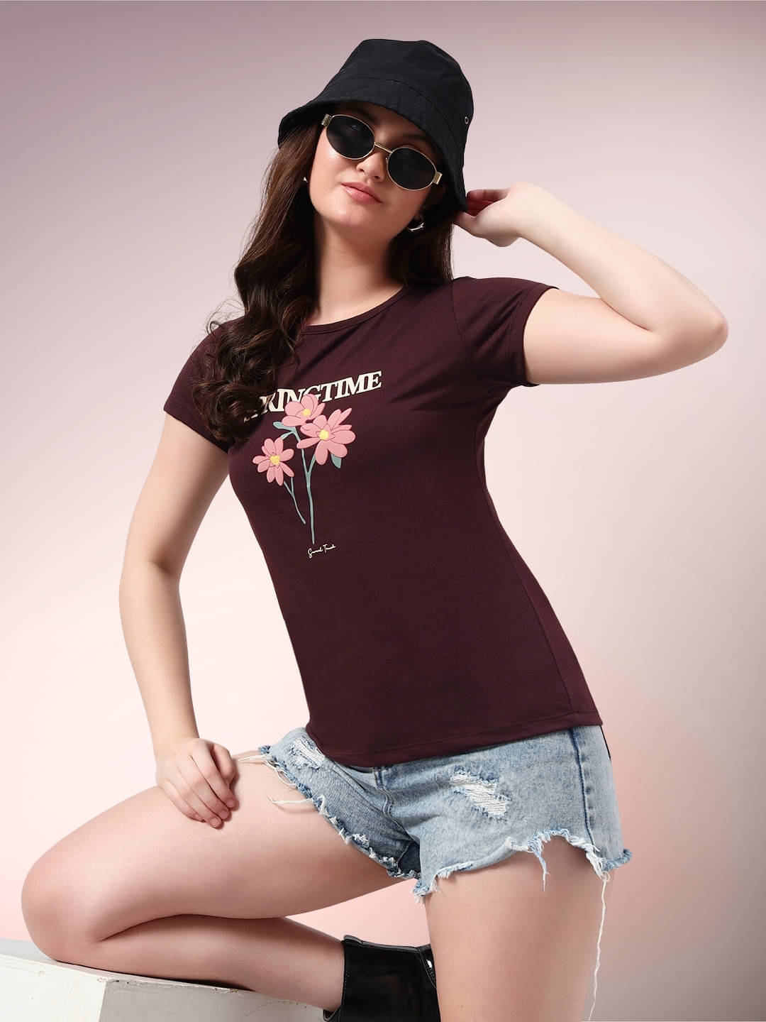 SWEETTOUCHMJO Women's Cotton Blend Regular Top ( Maroon ) SWEETTOUCHMJO Women's Cotton Blend Regular Top ( Maroon )