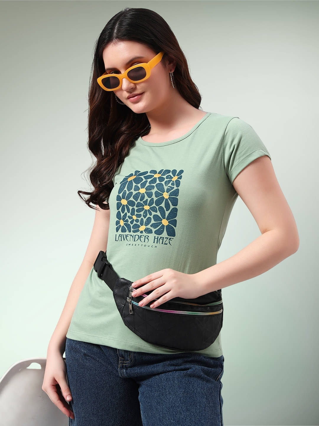 SWEETTOUCHMJO Women's Cotton Blend Regular Top ( Green ) SWEETTOUCHMJO Women's Cotton Blend Regular Top ( Green )