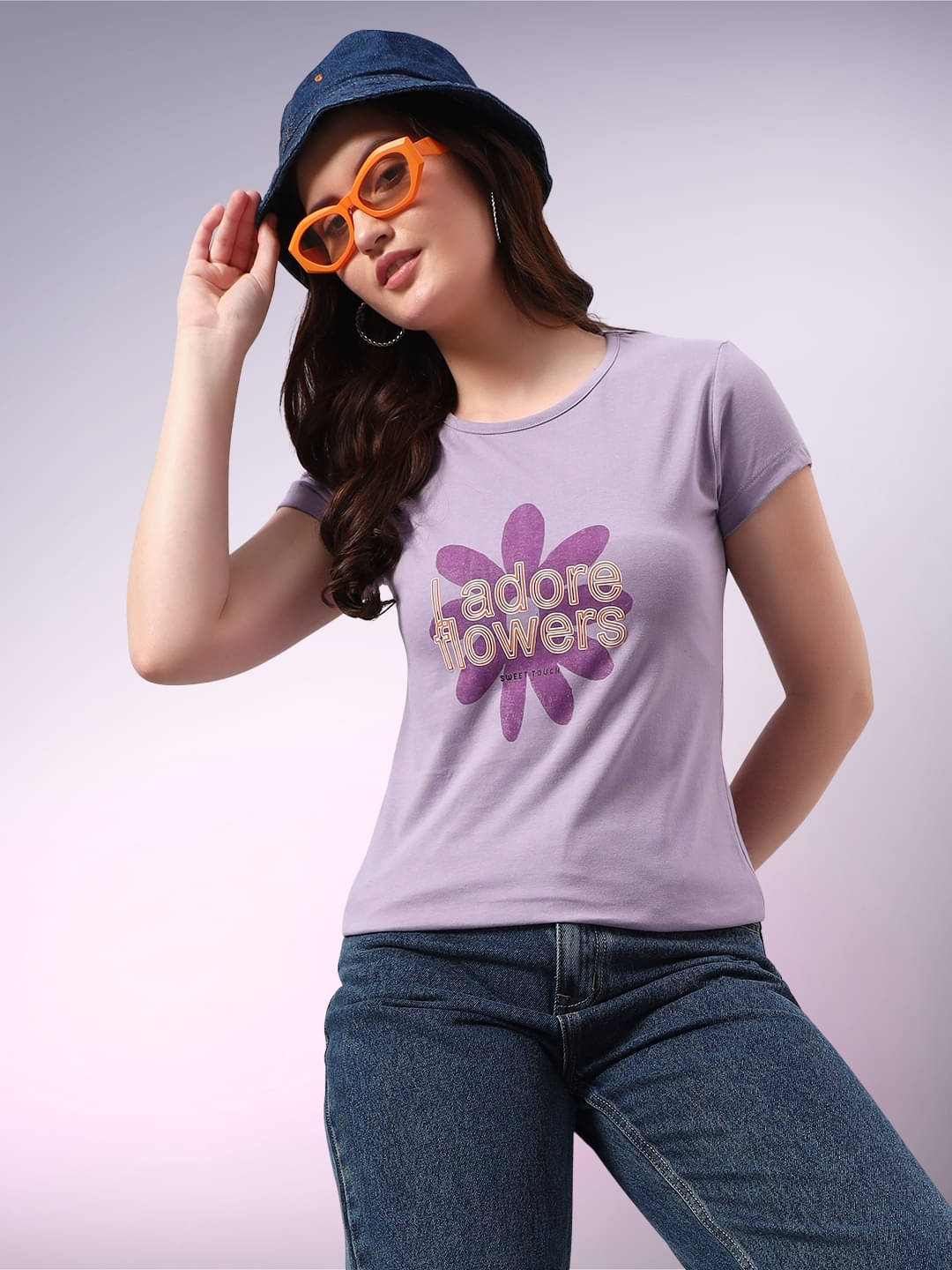 SWEETTOUCHMJO Women's Cotton Blend Regular Top ( Lavender ) SWEETTOUCHMJO Women's Cotton Blend Regular Top ( Lavender )