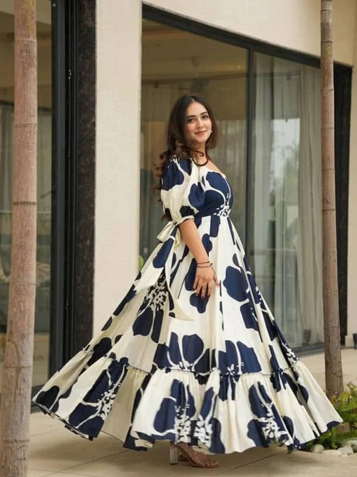     			Sheetal associates Women Polyester Printed Fit & Flare Dress ( Blue )