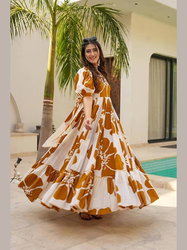 marc louis Satin Printed Knee Length Women's Fit Flare Dress