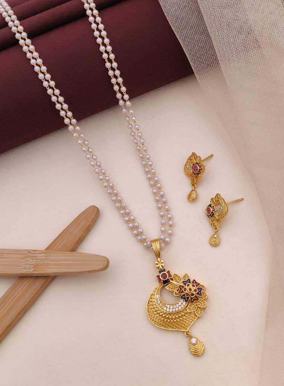 Shivay Fashion hub Gold Pendant set ( Pack of 1 ) Shivay Fashion hub Gold Pendant set ( Pack of 1 )