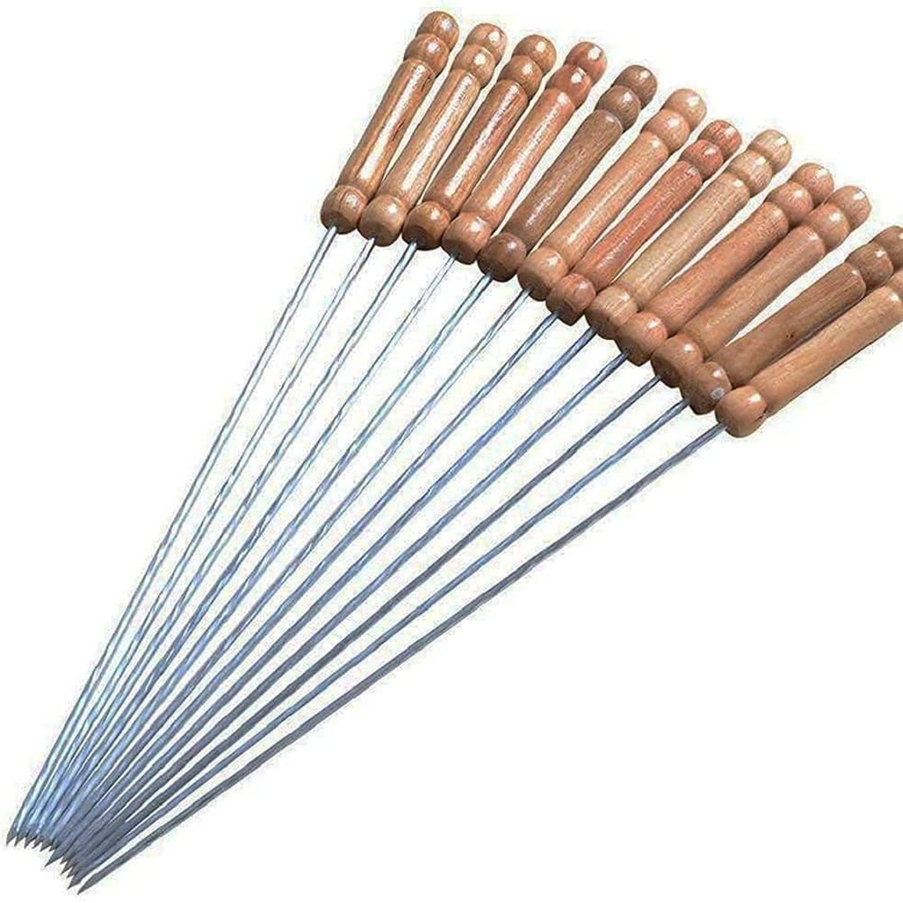     			THRIFTKART - Barbecue Skewers Sticks 12 Inch Long Wooden Handle BBQ Skewers for Cooking Paneer Tikka, Seekh Kabab, Tanduri Chicken, Tanduri Gobi, Veg Tikks, Kebabs Etc (PACK OF 12)