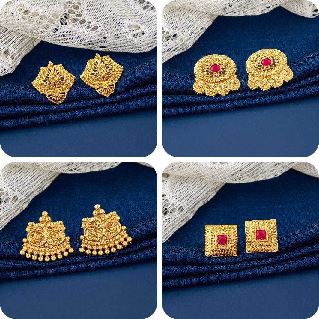     			TheSanga Golden Jhumki Earrings ( Pack of 4 )