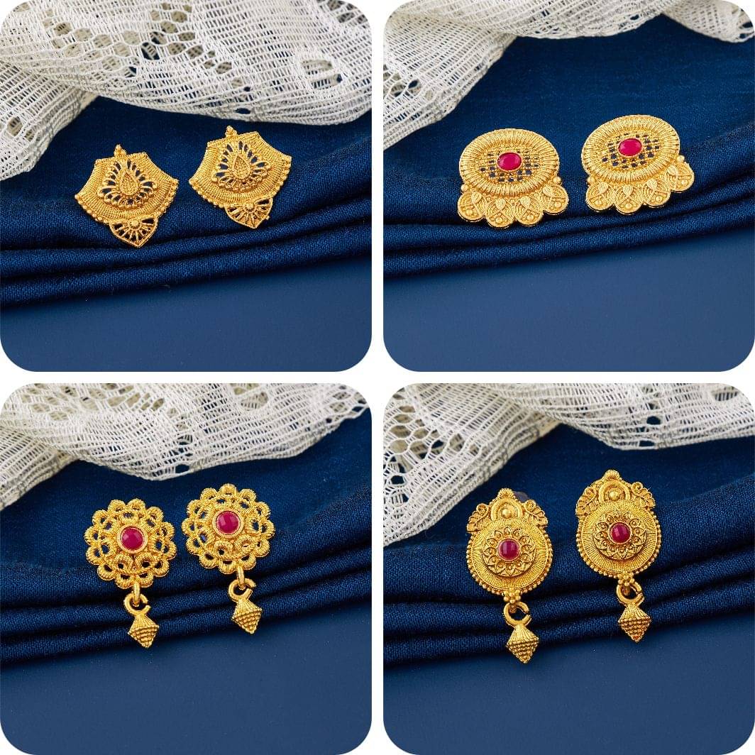     			TheSanga Golden Jhumki Earrings ( Pack of 4 )