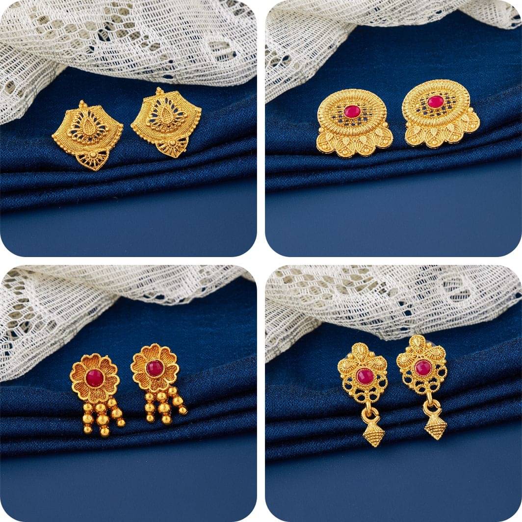     			TheSanga Golden Jhumki Earrings ( Pack of 4 )