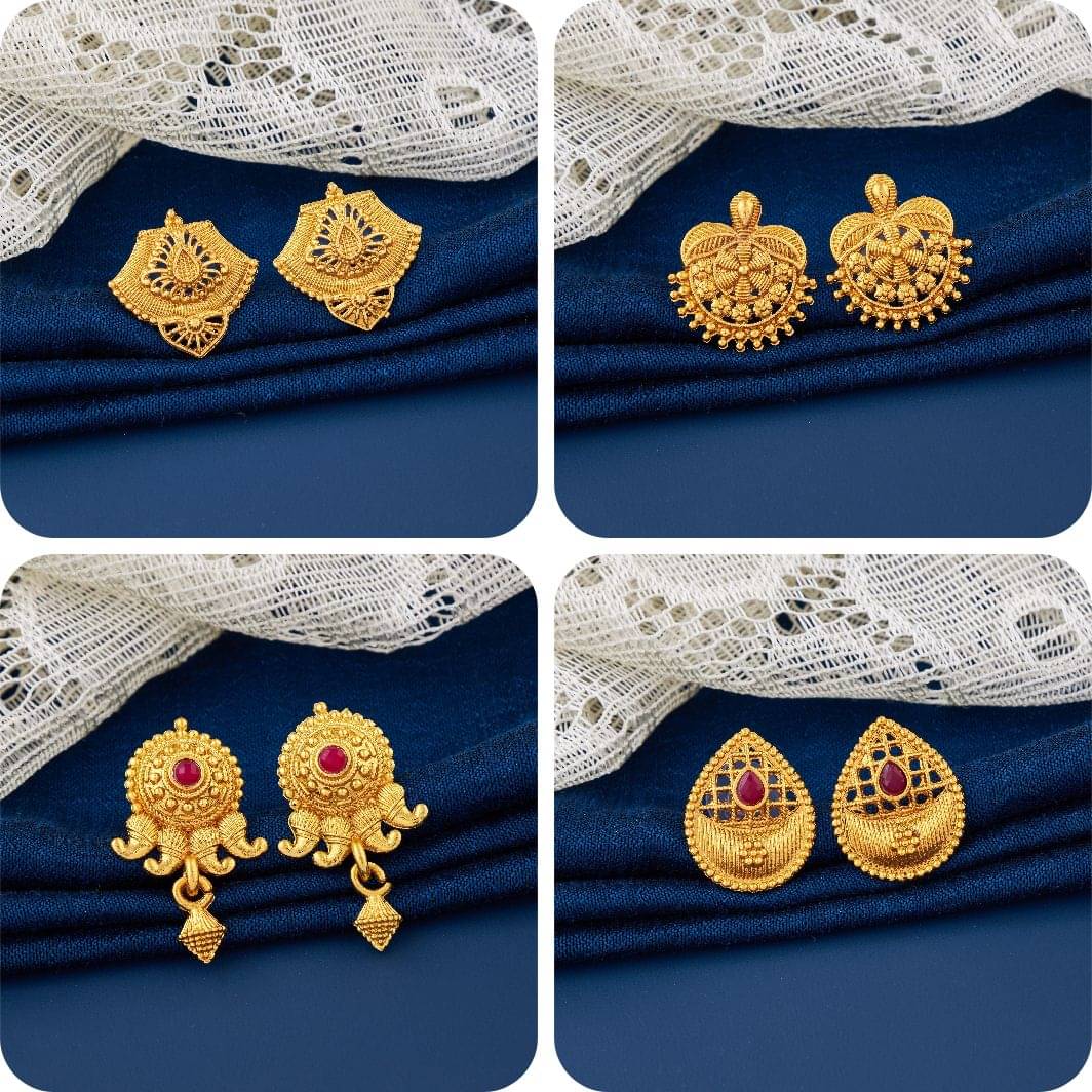     			TheSanga Golden Jhumki Earrings ( Pack of 4 )