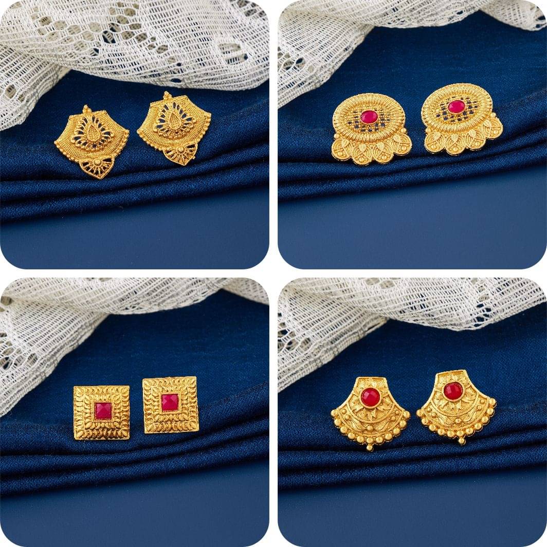     			TheSanga Golden Jhumki Earrings ( Pack of 4 )