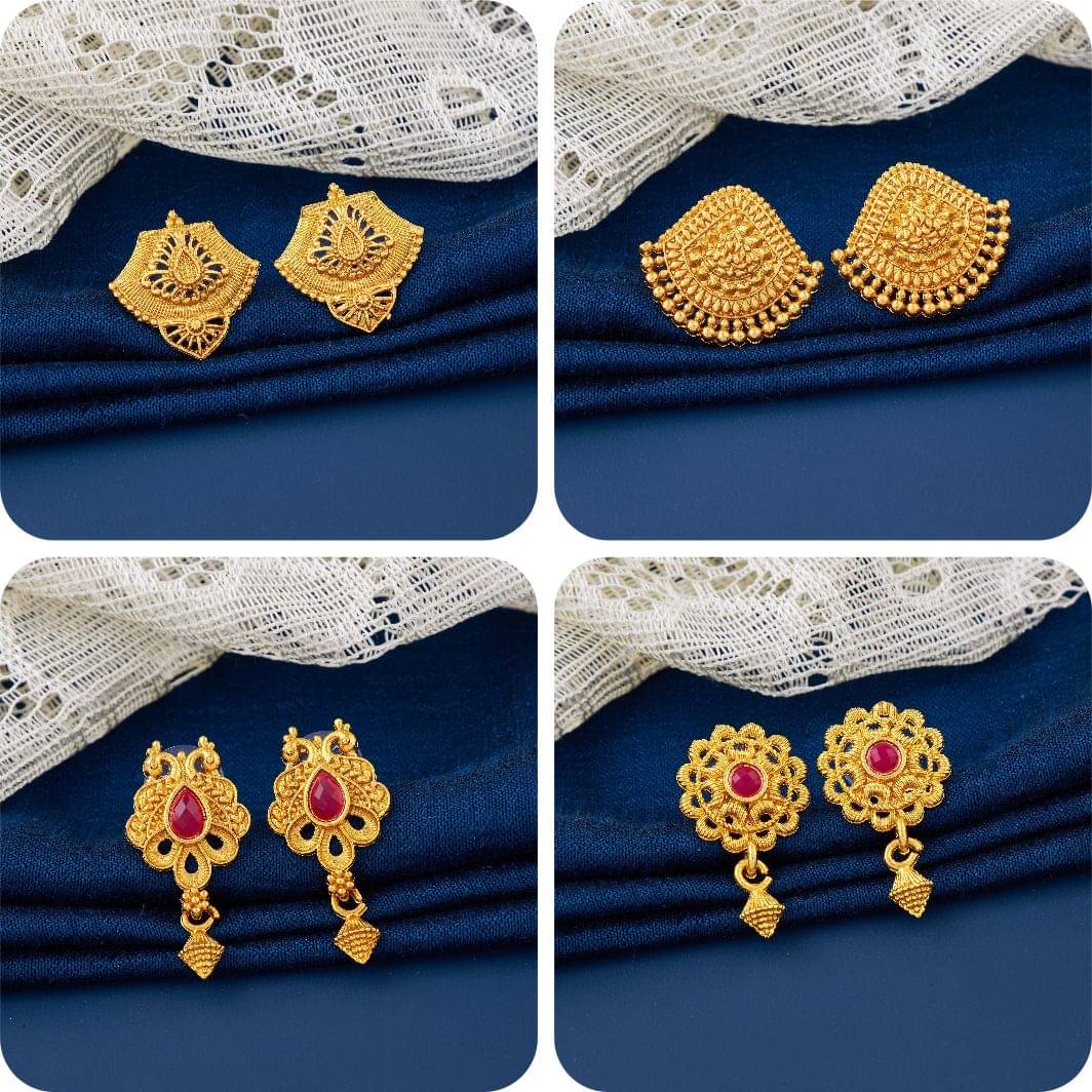     			TheSanga Golden Jhumki Earrings ( Pack of 4 )