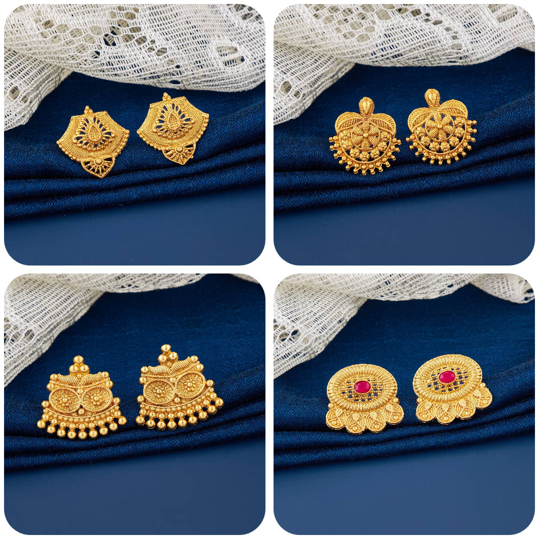     			TheSanga Golden Jhumki Earrings ( Pack of 4 )