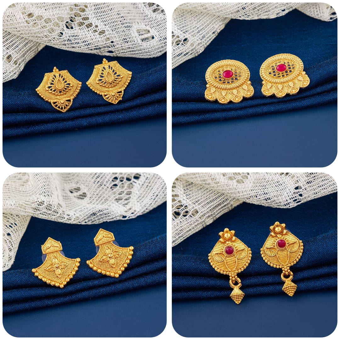     			TheSanga Golden Jhumki Earrings ( Pack of 4 )