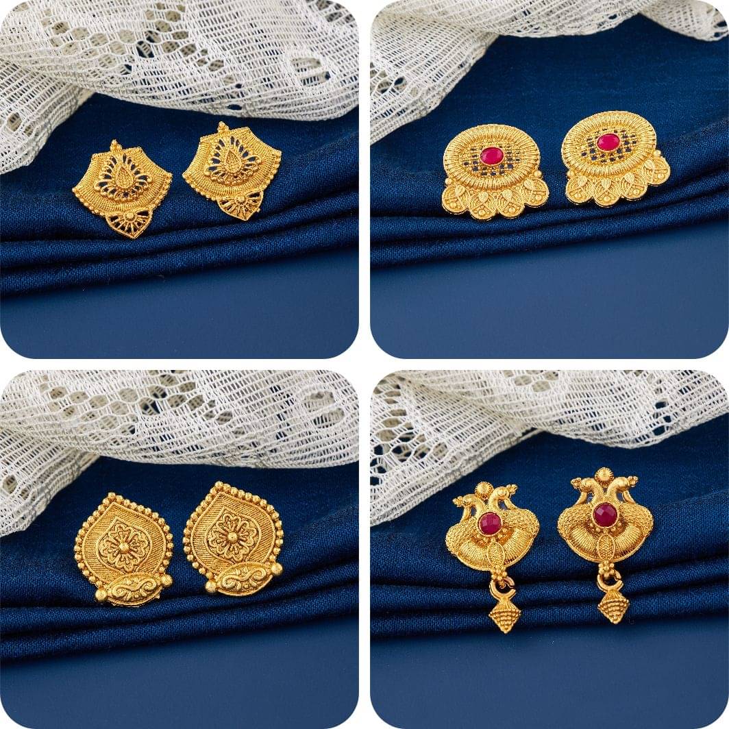     			TheSanga Golden Jhumki Earrings ( Pack of 4 )