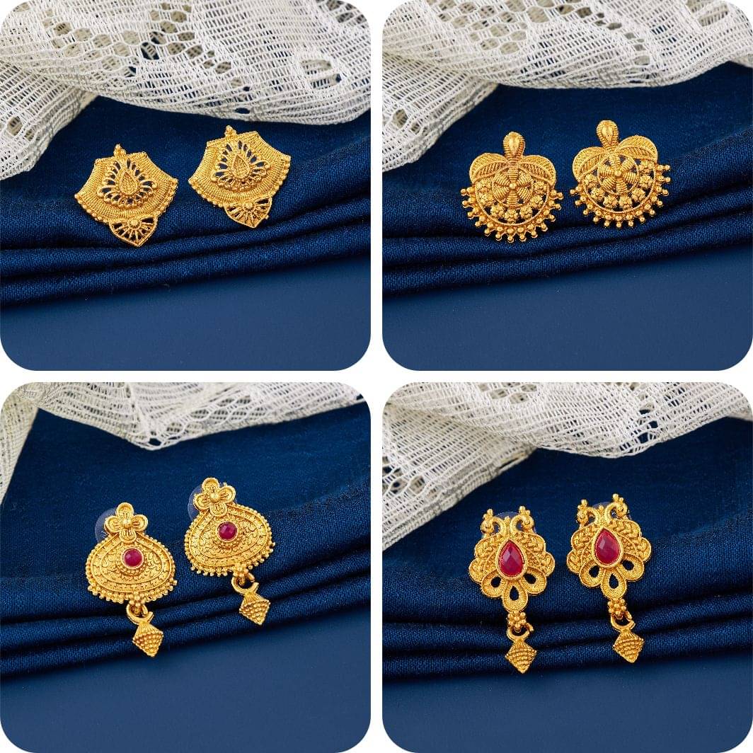     			TheSanga Golden Jhumki Earrings ( Pack of 4 )