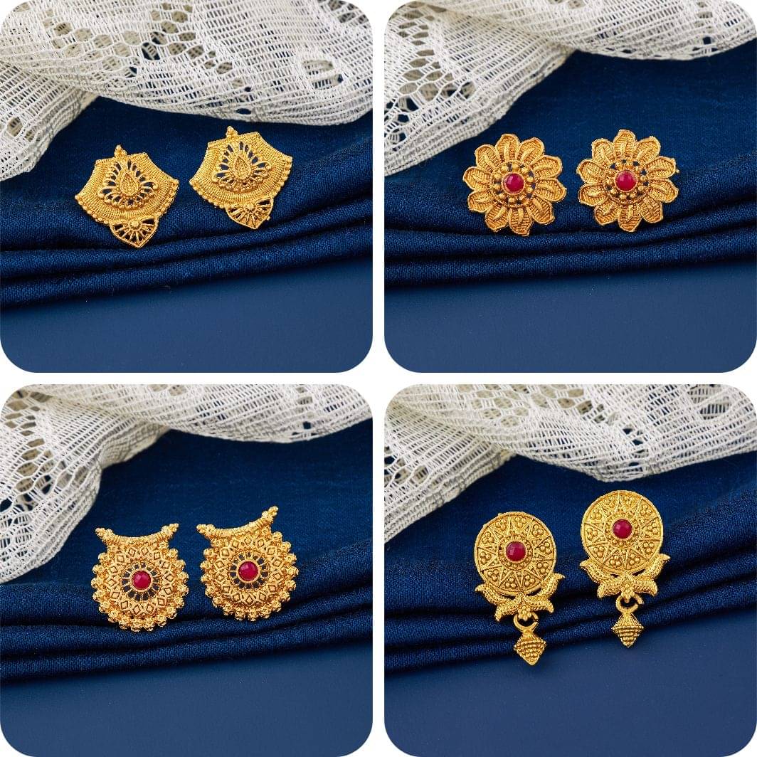     			TheSanga Golden Jhumki Earrings ( Pack of 4 )