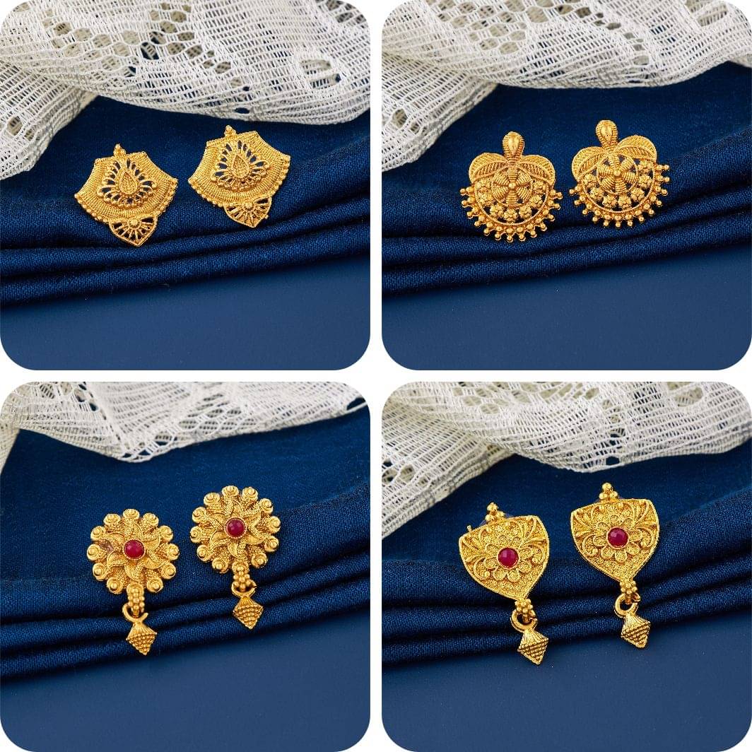     			TheSanga Golden Jhumki Earrings ( Pack of 4 )