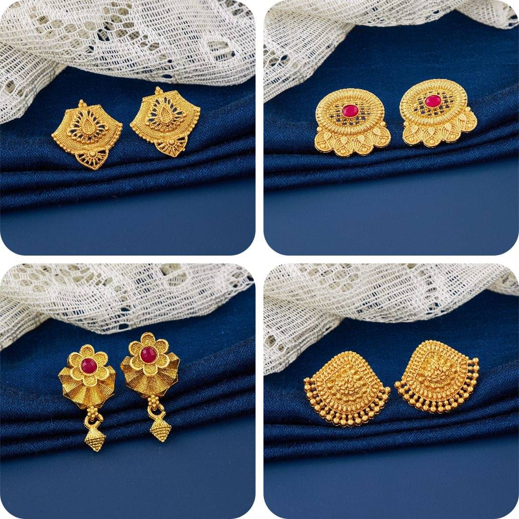     			TheSanga Golden Jhumki Earrings ( Pack of 4 )