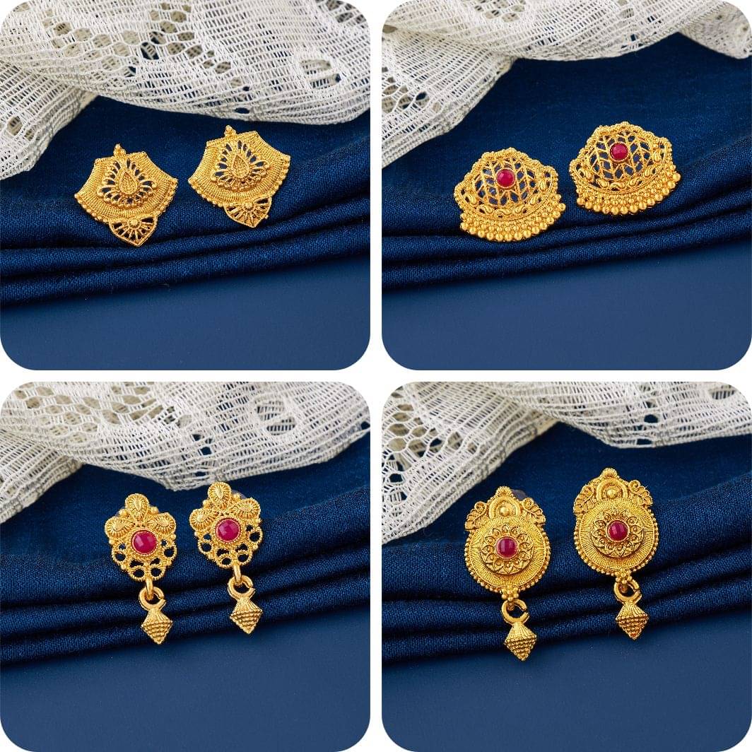     			TheSanga Golden Jhumki Earrings ( Pack of 4 )