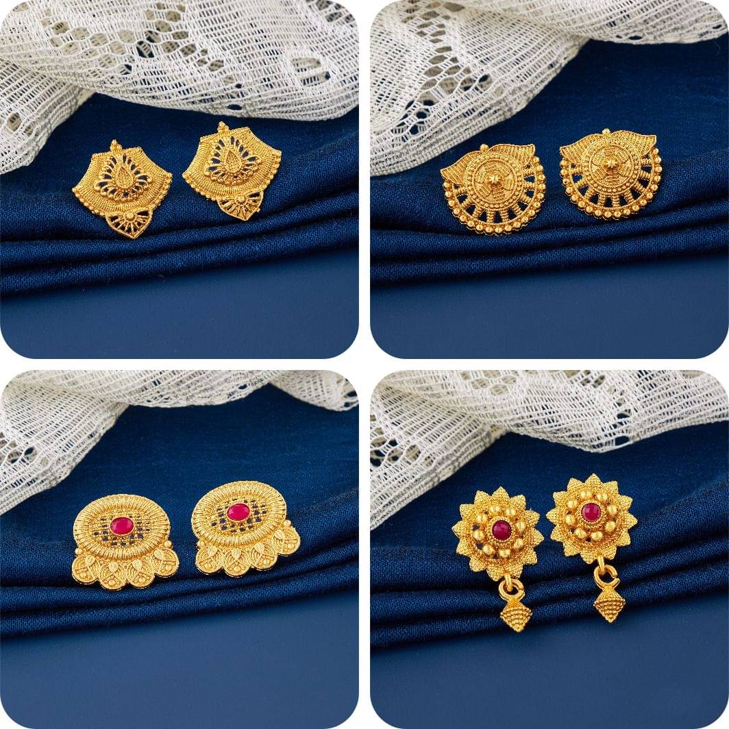     			TheSanga Golden Jhumki Earrings ( Pack of 4 )