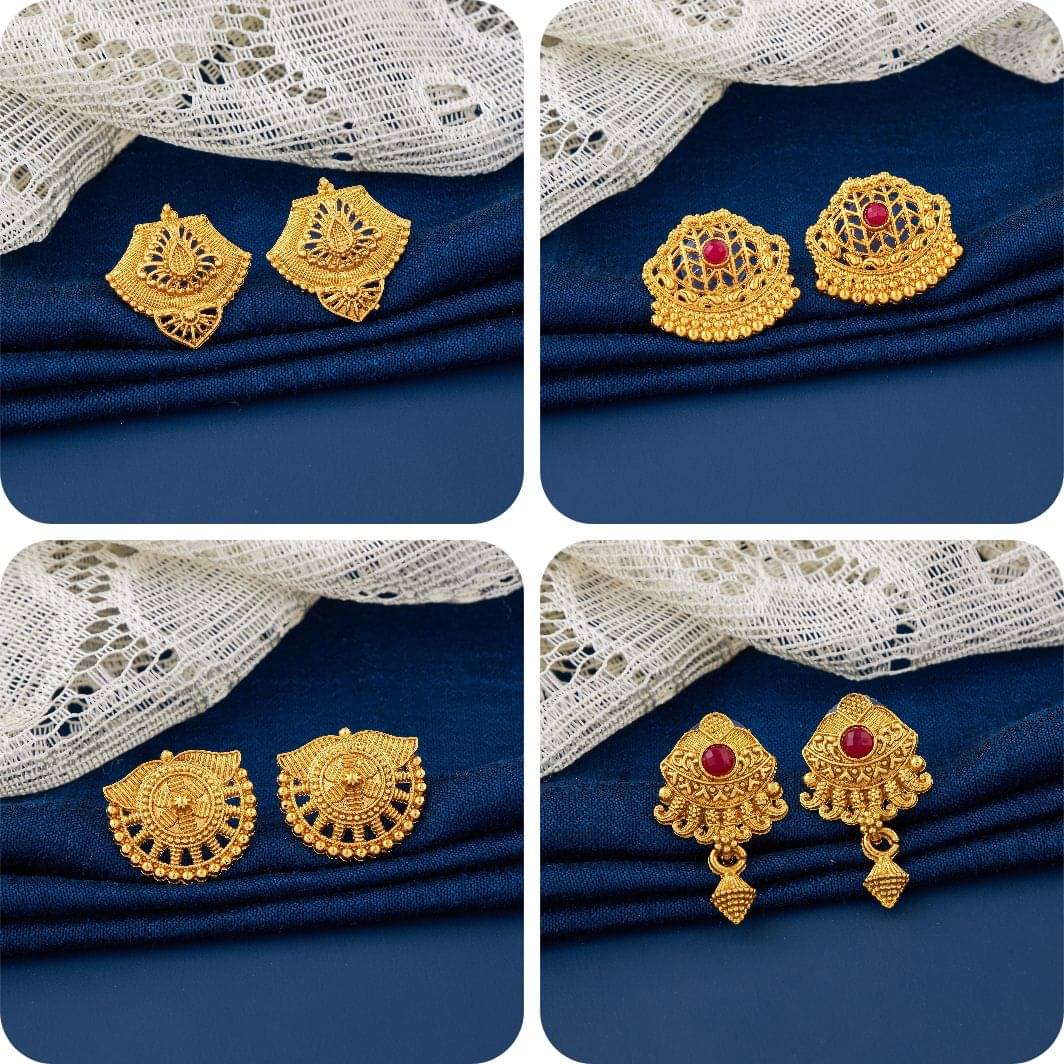     			TheSanga Golden Jhumki Earrings ( Pack of 4 )
