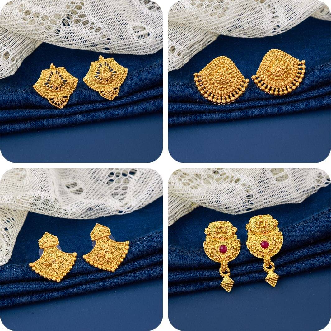     			TheSanga Golden Jhumki Earrings ( Pack of 4 )