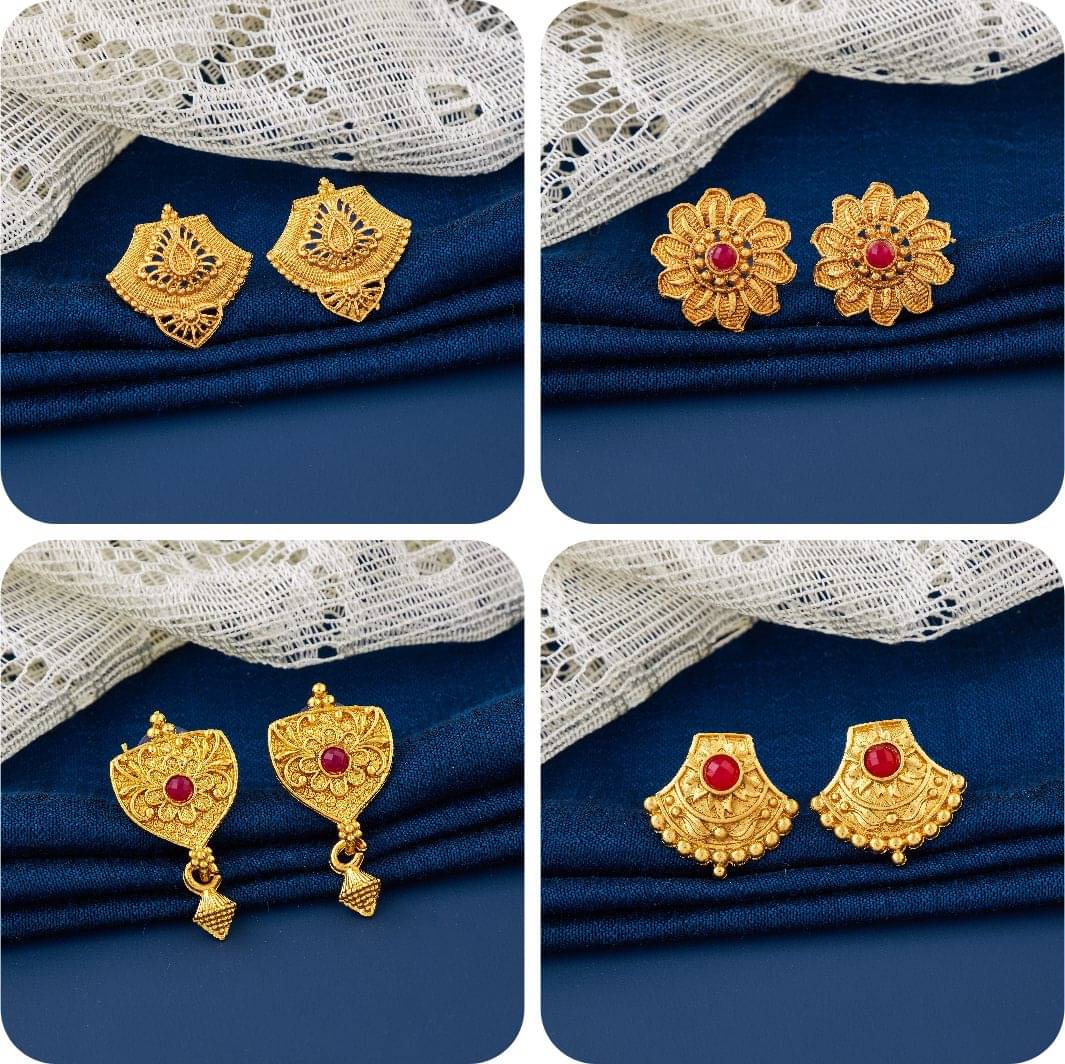     			TheSanga Golden Jhumki Earrings ( Pack of 4 )