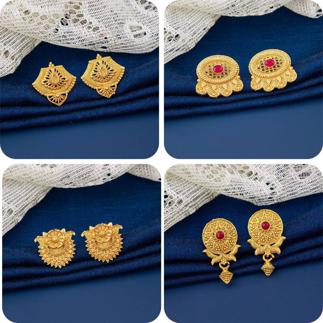     			TheSanga Golden Jhumki Earrings ( Pack of 4 )