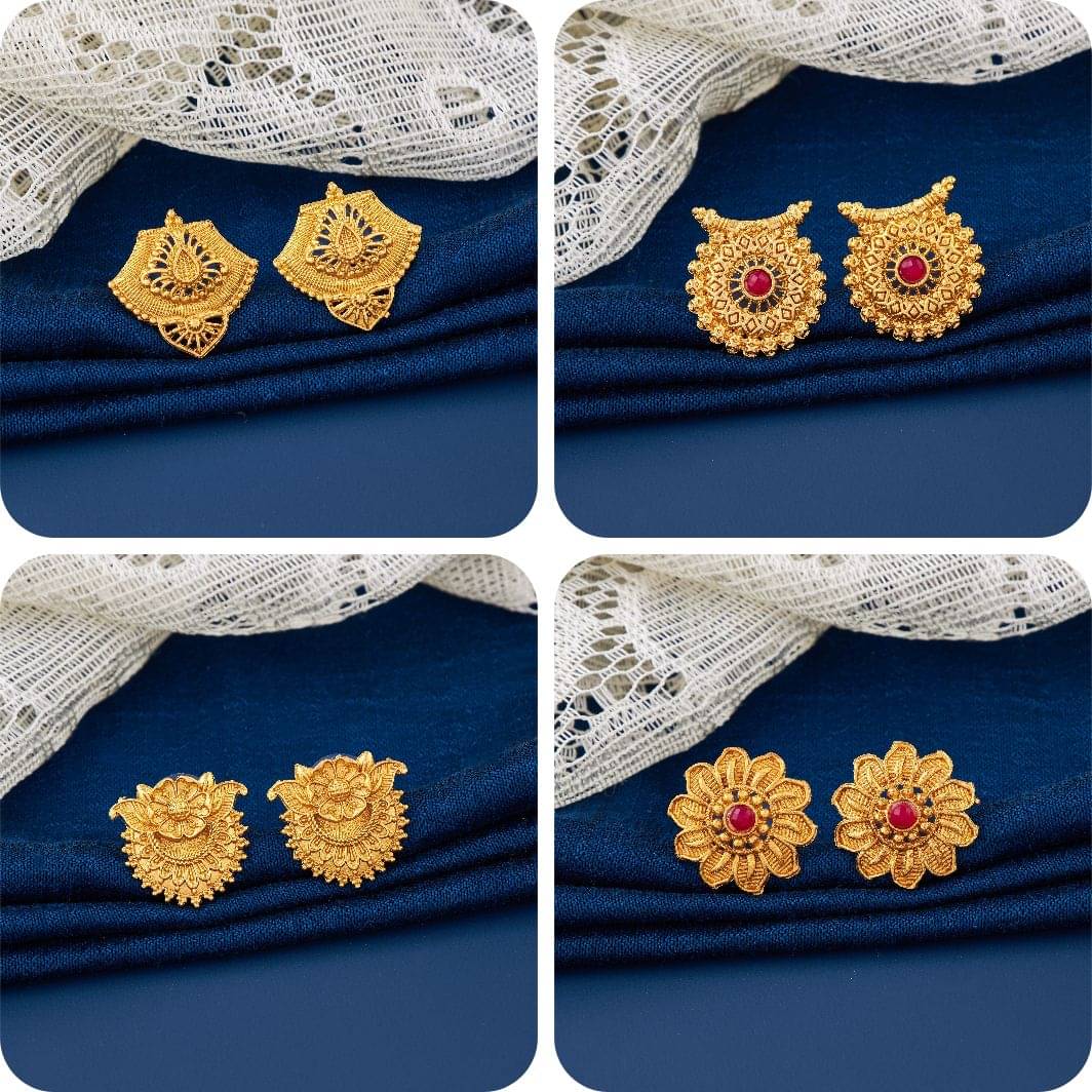     			TheSanga Golden Jhumki Earrings ( Pack of 4 )