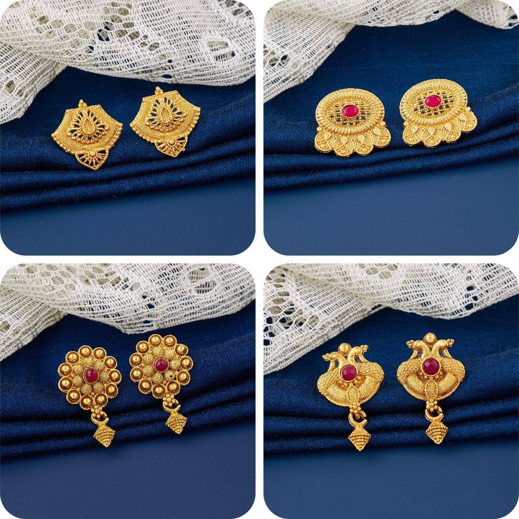     			TheSanga Golden Jhumki Earrings ( Pack of 4 )