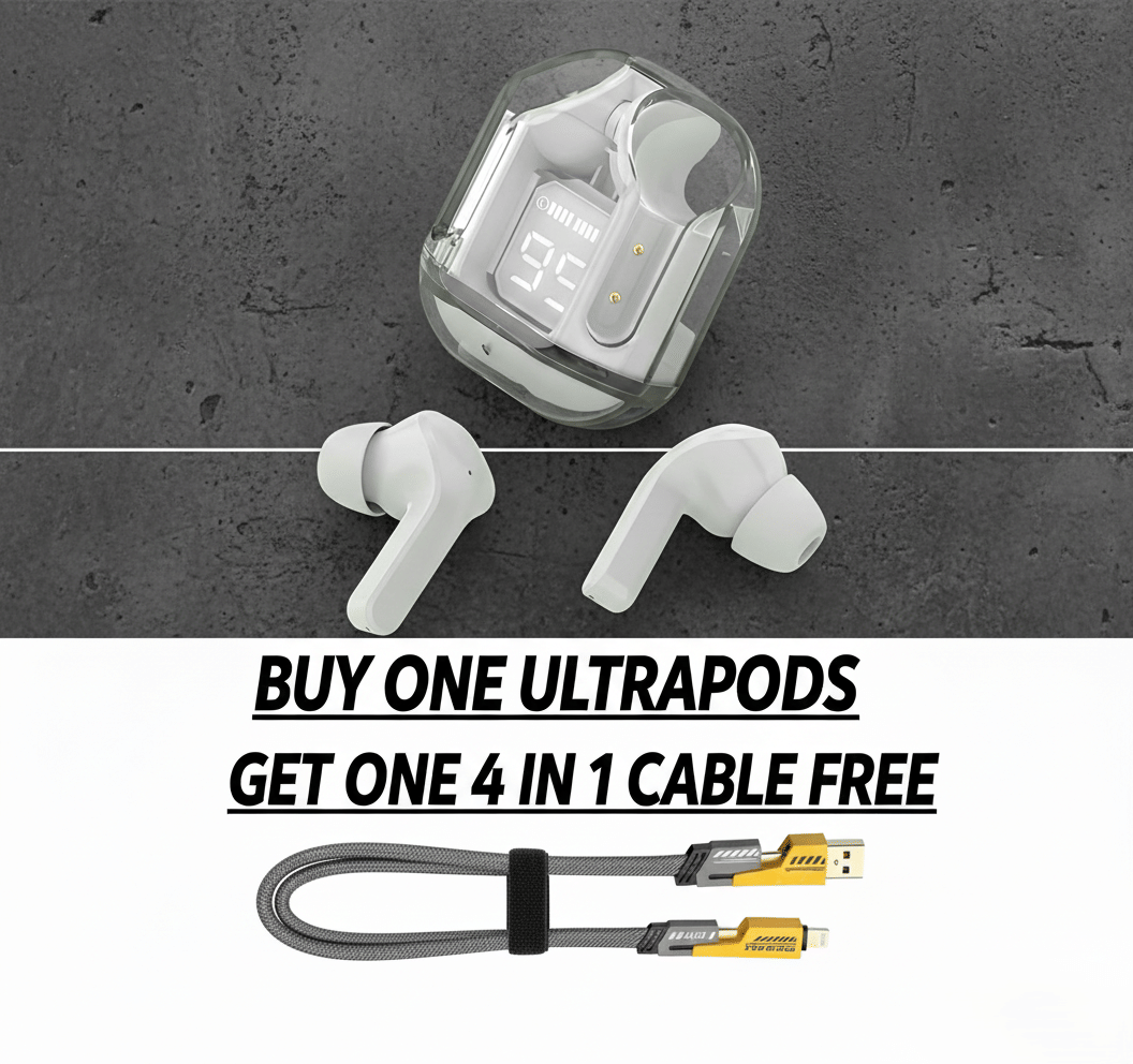     			Ultrapod Earpod True Wireless Bluetooth Headphone, TWS earphone, Best Quality Wireless Bluetooth Headphones & Earphones, 30 Hrs Playtime, 10mm HD Drivers, Sweat Proof - white - Combo