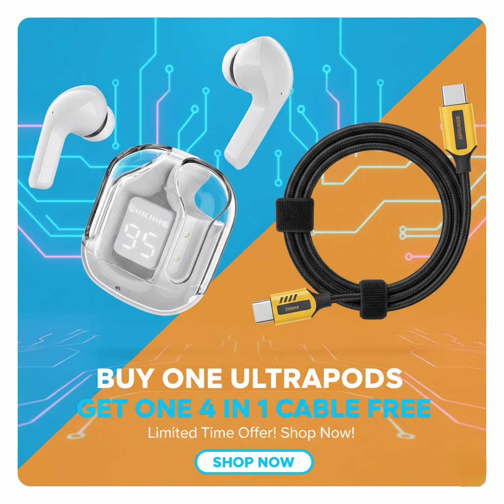     			Ultrapod Earpod True Wireless Bluetooth (TWS Earphone), 30 Hrs Play Time, 10mm HD Drivers, Sweat Proof - white - Combo