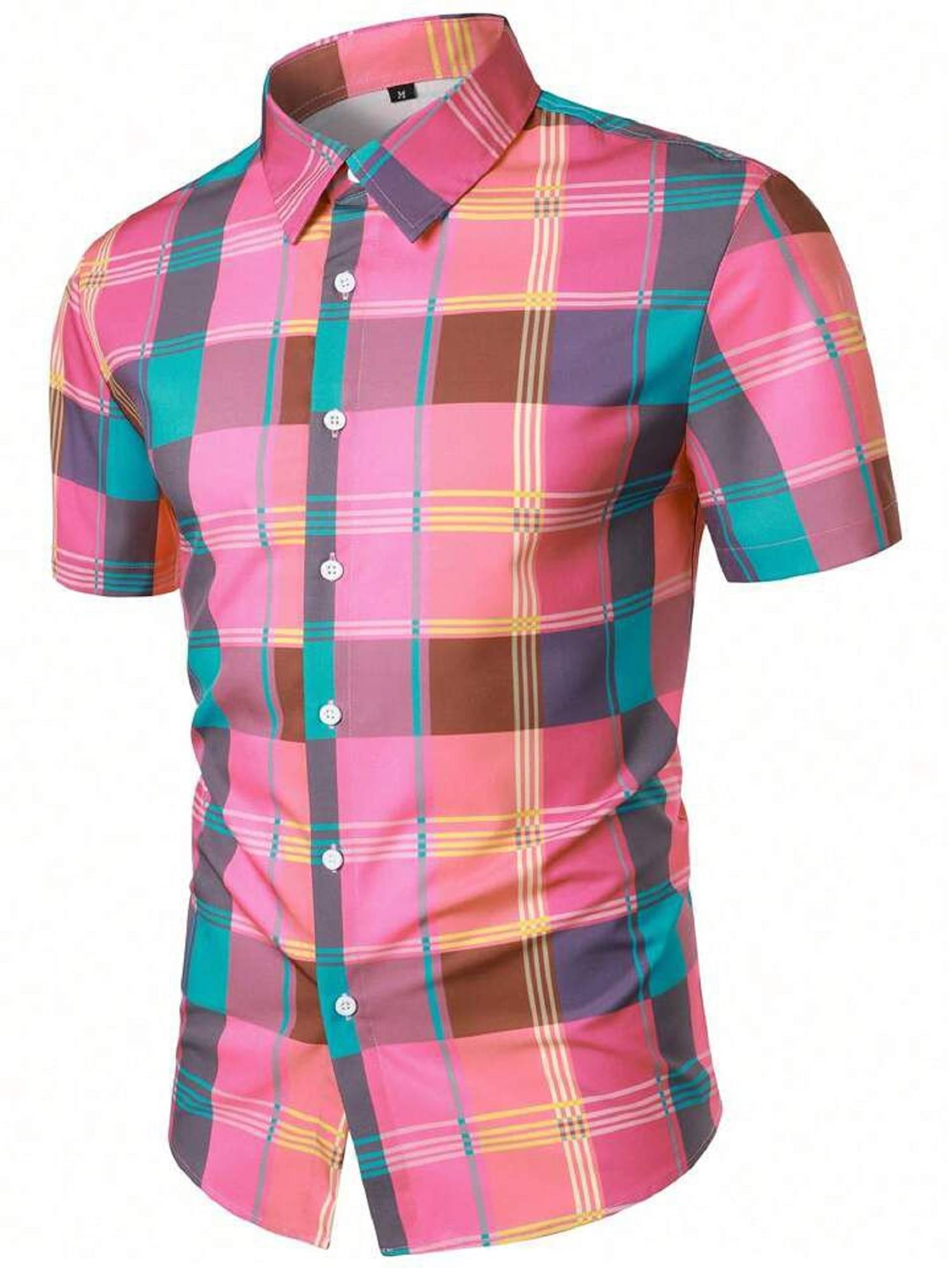 V J Brothors Poly Cotton Regular Fit Checks Half Sleeves Men's Casual Shirt - Pink ( Pack of 1 ) V J Brothors Poly Cotton Regular Fit Checks Half Sleeves Men's Casual Shirt - Pink ( Pack of 1 )