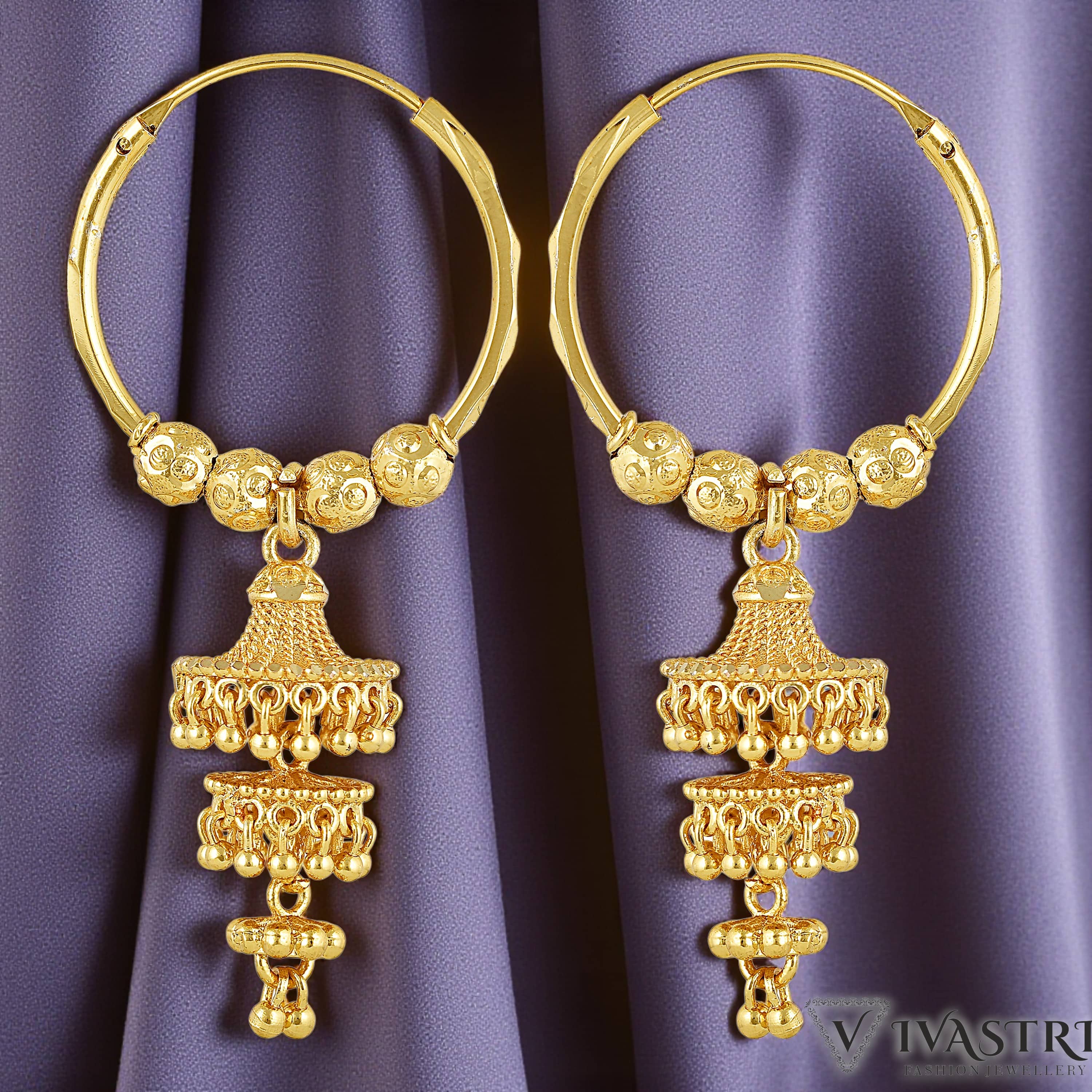 VIVASTRI Gold Jhumki Earrings ( Pack of 1 ) - Earrings | Buy online on ZillyBuy