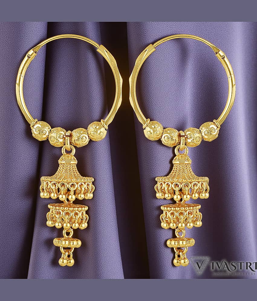 VIVASTRI Gold Jhumki Earrings ( Pack of 1 ) - Earrings | Buy online on ZillyBuy
