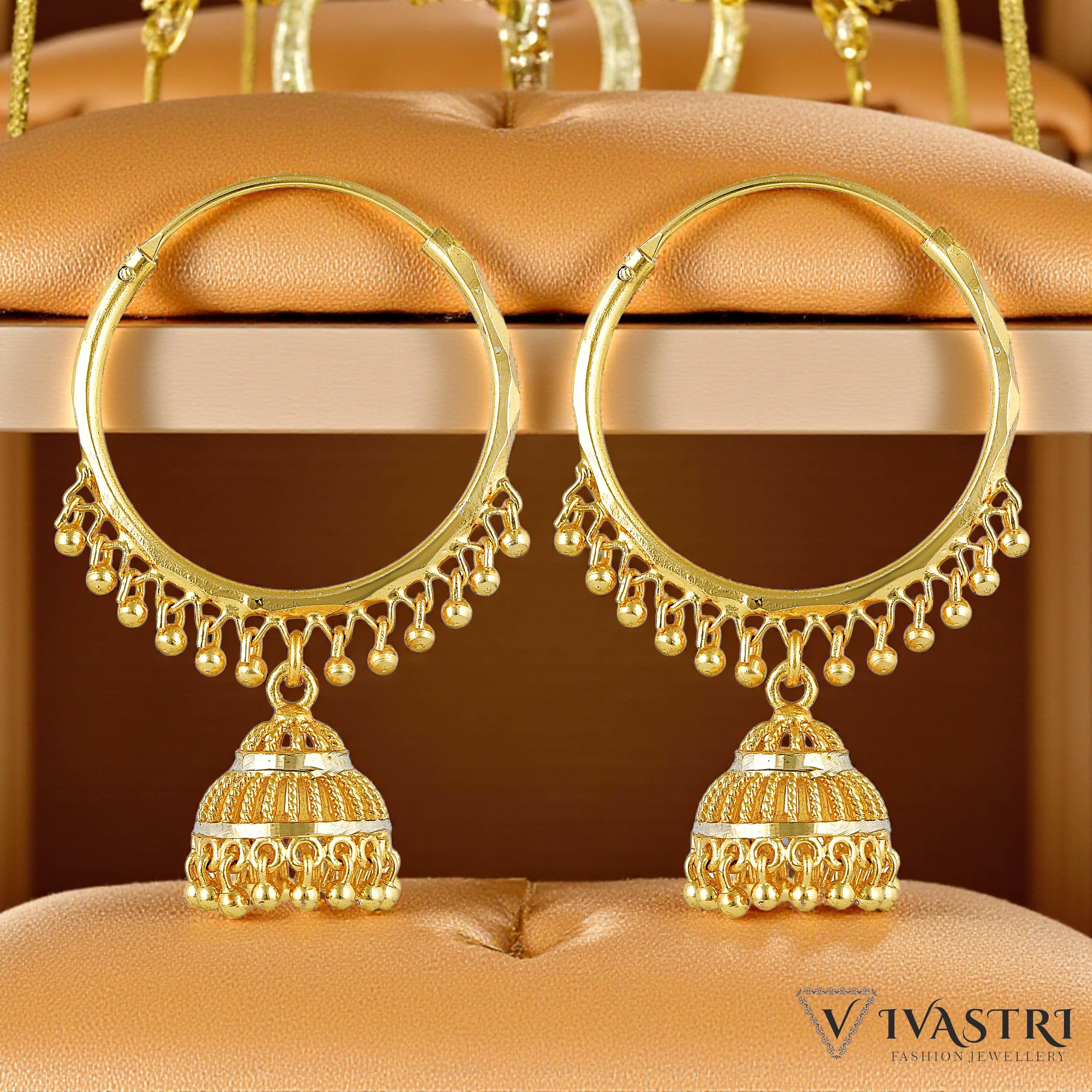 VIVASTRI Gold Jhumki Earrings ( Pack of 1 ) - Earrings | Buy online on ZillyBuy