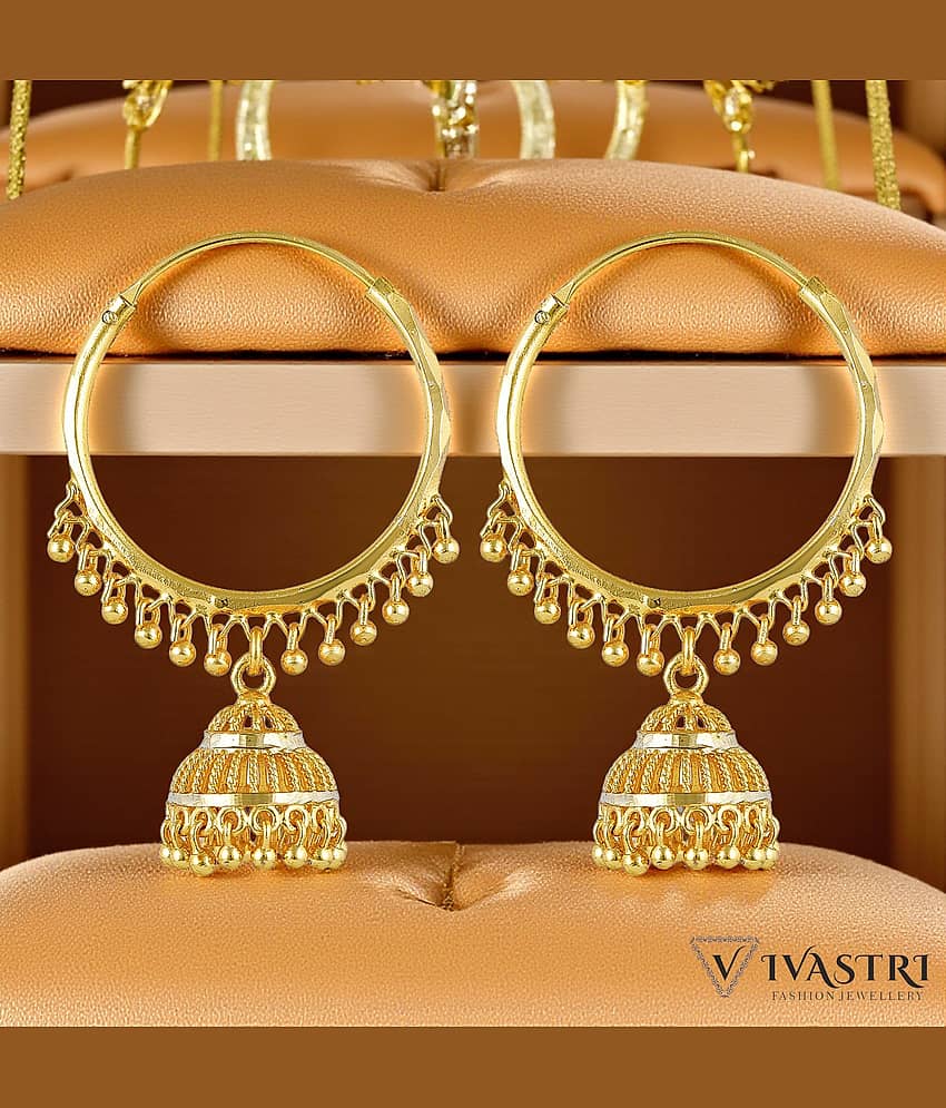 VIVASTRI Gold Jhumki Earrings ( Pack of 1 ) - Earrings | Buy online on ZillyBuy