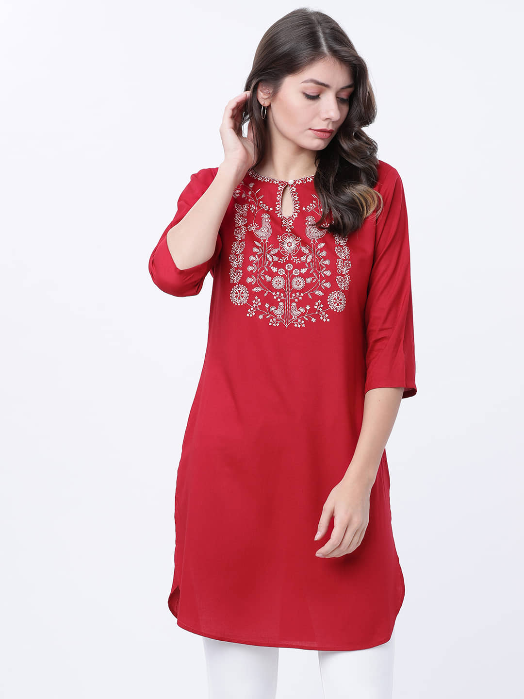 Vishudh Women's Viscose Tunic ( Red )